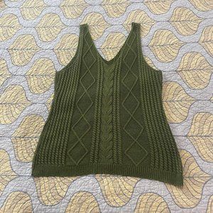 Cable Knit Sweater Tank Olive Green XL